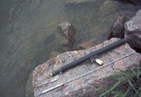 Spring gun for underwater hunting. Spring-loaded spear gun with their hands