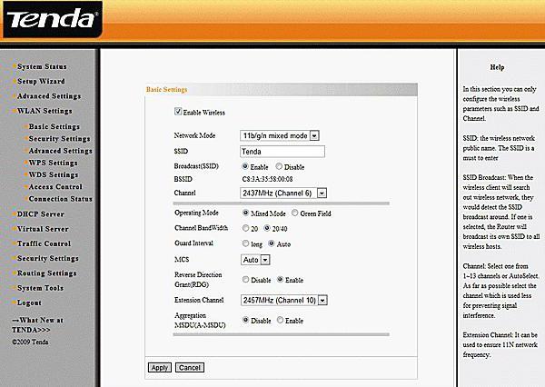 how to log insettings router Tenda