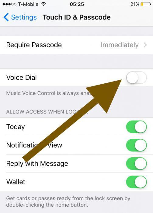 como desativar os comandos de voz no iphone