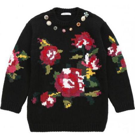 sweter z Dzianiny szprychy kwiatami