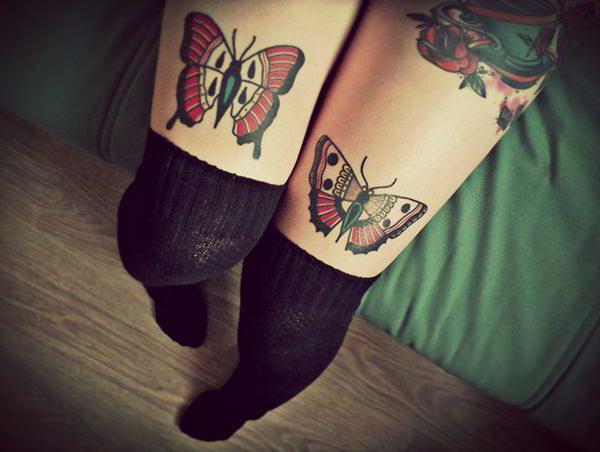 butterfly tattoos on leg
