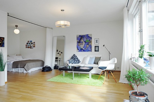 Design de interiores de um quarto de apartamento
