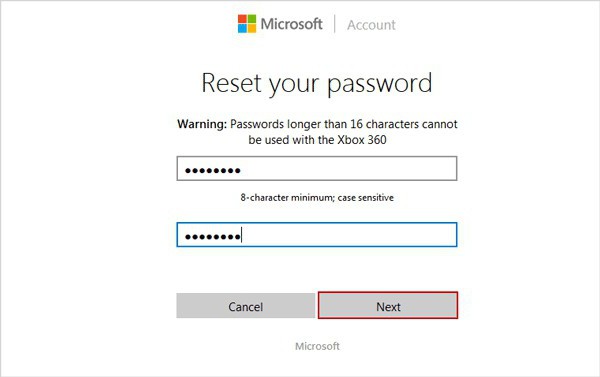 Microsoft حساب نسيت كلمة المرور