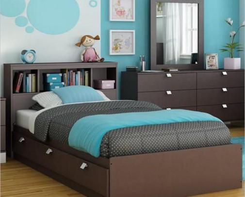 bedroom design in turquoise tones