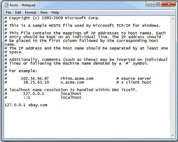 içerik hosts dosyası windows 7
