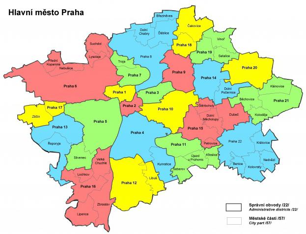 地図の領域のプラハで
