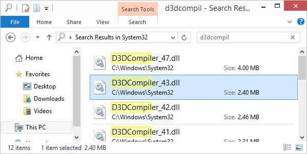 la aplicación d3dcompiler 43 dll