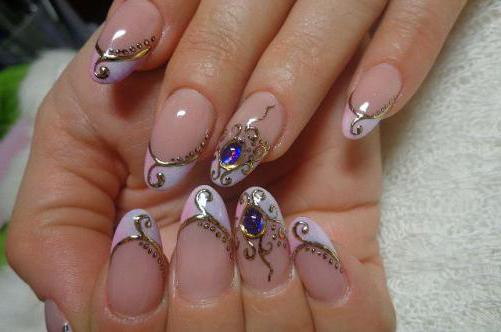 French manicure with gems