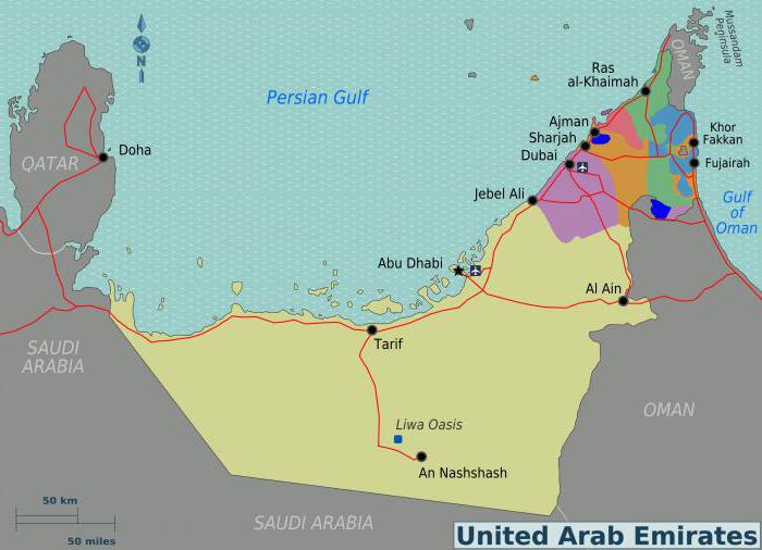 Vereinigte Arabische Emirate auf der Karte