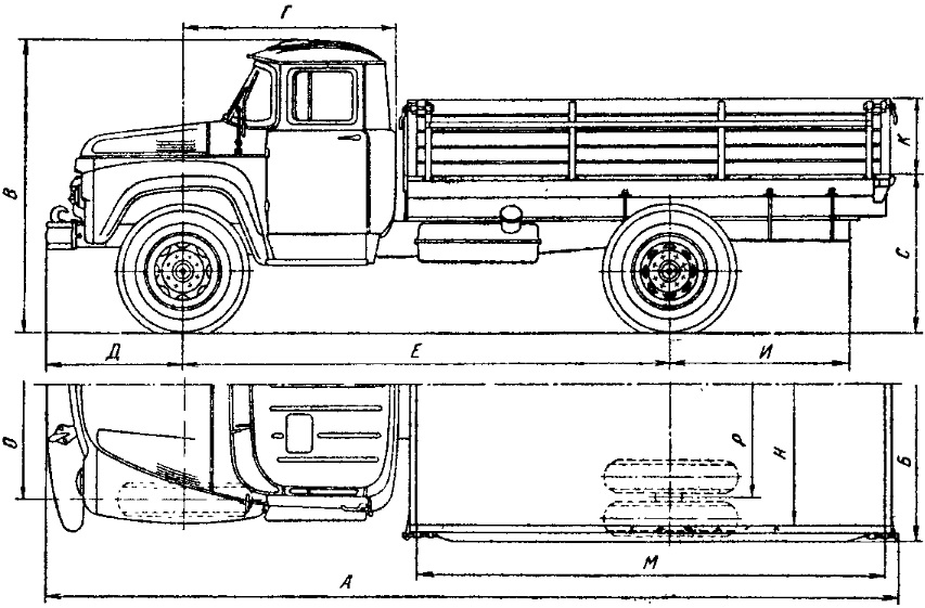 Схема автомобіля ЗІЛ-130
