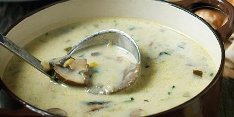 soup with mushrooms processed cheese