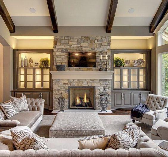 a fireplace in a modern interior photo