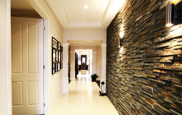 finishes of the walls in the hallway decorative stone
