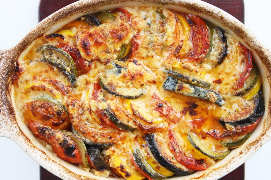 Ratatouille baked with cheese.