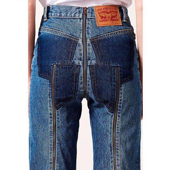 jeans com zíper traseiro