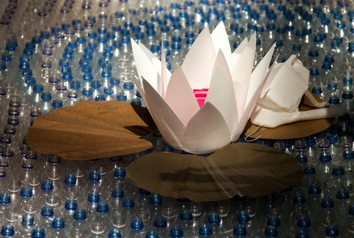 water lilies from plastic bottles