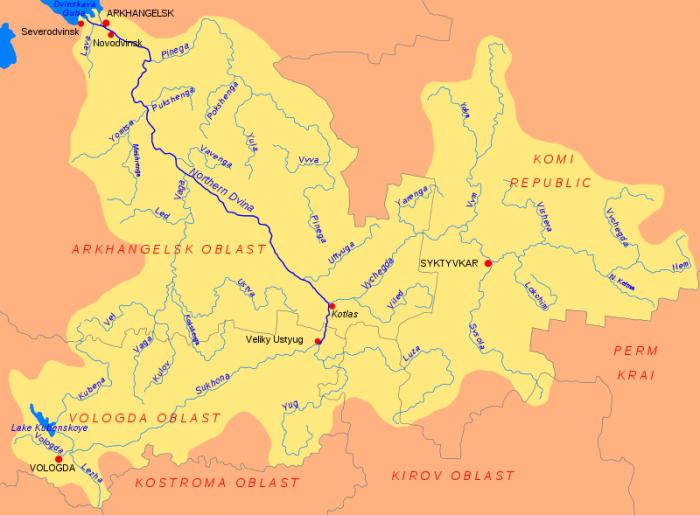 географиялық орналасуы өзенінің Сухоны