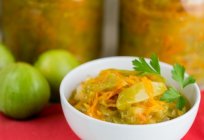 Salads of green tomatoes for the winter: recipes blanks