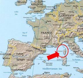كورسيكا جزيرة خريطة العالم