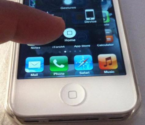 how to withdraw the iPhone home button on screen