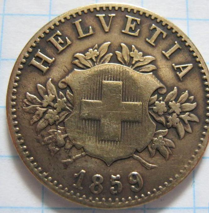 монета 5 франк швейцария