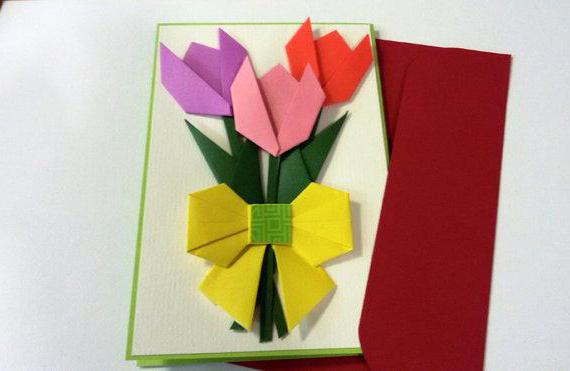 origami cartão postal para a mãe