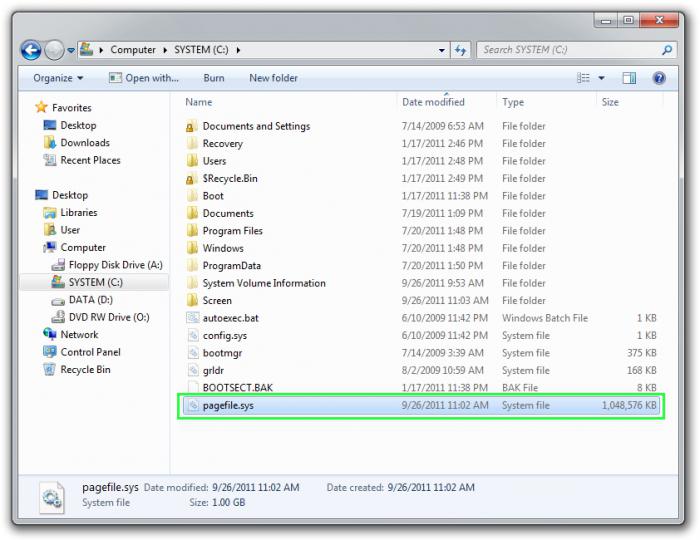 Windows 7: how to disable the paging file?