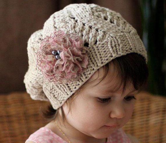 beret for girl, knitting